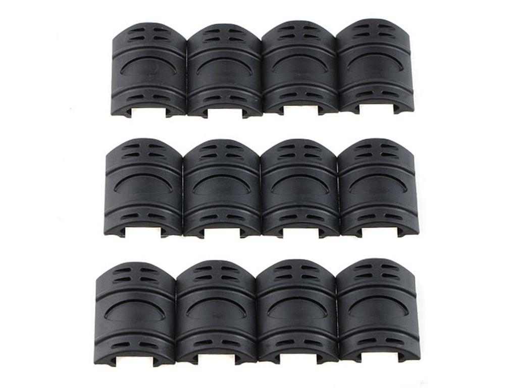 Picatinny/Weaver Rubber Handguard Quad 12pc Rail Cover - Black