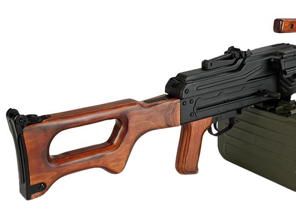 A&K Matrix PKM Russian Battlefield Squad Automatic Weapon Airsoft Machine Gun Real Wood